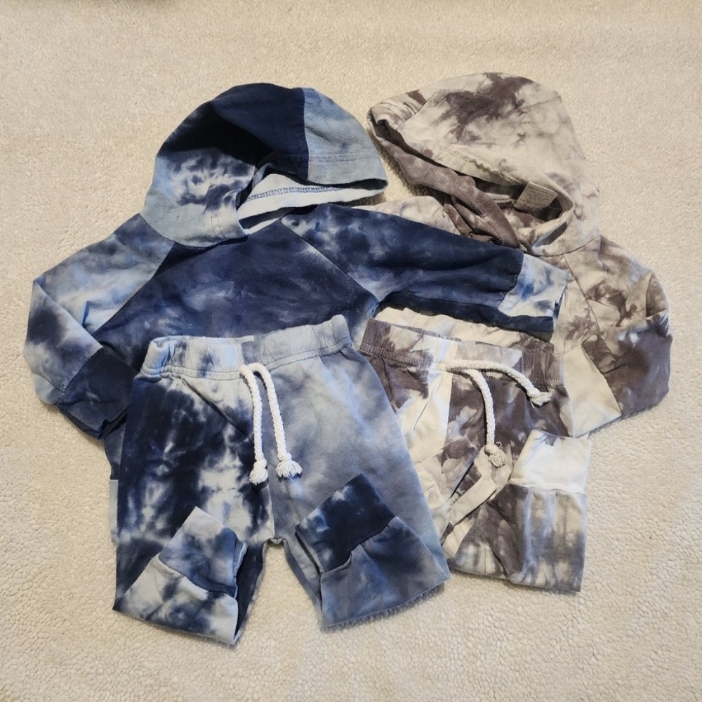 Little One Shop Co Grey + Blue Baby Sweat Sets 3M